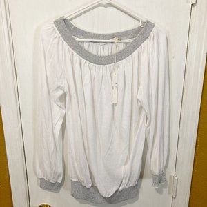 Saverio Palatella women's size 44 IT shiny lurex scoop neck long sleeve thin top